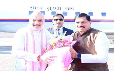 भोपाल पहुंचे केंद्रीय गृहमंत्री अमित शाह , GIS समिट में होंगे शामिल